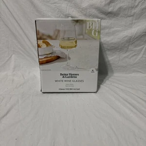 Better Homes & Gardens klar ausgestelltes Weißweinglas mit Stiel 13 Unzen, 4er Pack - Bild 1 von 4