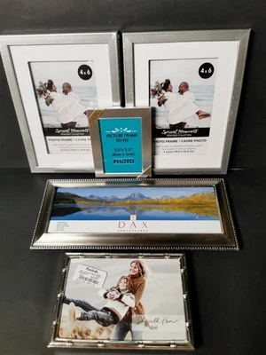 Marcos de fotos de metal tono plata ~ Lote de 5 ~ Varios tamaños pequeños con vidrio transparente  Foto 1 de 4