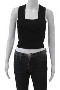 ALC Women Cropped Tank Black Square Neck Sleeveless Size S - Picture 1 of 6