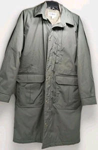 Vintage LL Bean Trench Coat Parka Wool Lined Olefin Filled Mens L Long USA Grey - Picture 1 of 15