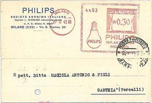 21905 - REGNO storia postale AFFRANCATURA MECCANICA Rossa PHILIPS - MILANO 1943 - Picture 1 of 1