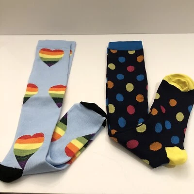 Calcetines para mujer talla L/XL multicolor/corazones y estampado de lunares 3 pares calcetines de pantorrilla ¡Nuevos! Foto 1 de 4