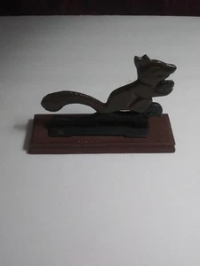 Vintage Cast Iron On Wood Squirrel Nutcracker - Picture 1 of 6