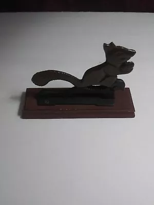 Vintage Cast Iron On Wood Squirrel Nutcracker  - Image 1 of 4