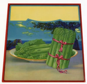 Etichetta asparagi vintage, mai usata senza marchio, verdure in scatola - Foto 1 di 1