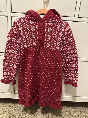 Vestido Polly Flinders Niña Pequeña Rojo Con Capucha Tejido Vacaciones Invierno Talla 3T Foto 1 de 4