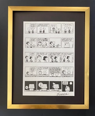 CHARLES SCHULZ + Dibujos animados firmados vintage 1968 Peanuts SNOOPY + marco nuevo Foto 1 de 4