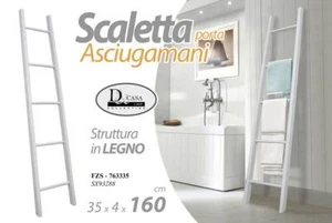 SCALETTA PORTA ASCIUGAMANI SCALA PORTA TELO METALLO MODERNO NERO BIANCO 160*60cm - Foto 1 di 7