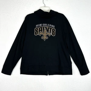New Orleans Saints Womens Danskin Now Full Zip Jacket Size 2XL Black Embellished - Picture 1 of 10