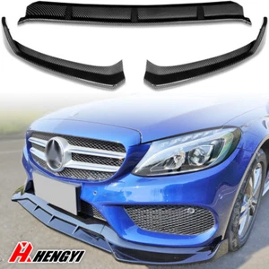 Front Bumper Splitter Lip For Benz W205 C205 C CLASS C300 C43 AMG Line 2015-2018 - Picture 1 of 8