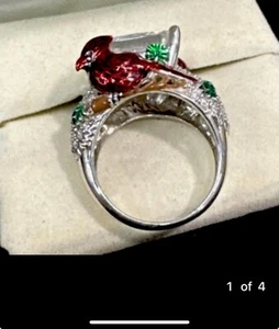 Victoria Wieck double red cardinal enamel cubic zirconia 925 ring size US 6 - Picture 1 of 3