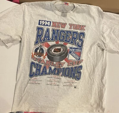 90s VTG 1994 New York Rangers NHL Stanley Cup Champions Double Sided T-Shirt XL - Image 1 of 4