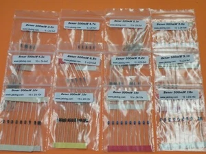 Laborpaket Sortiment 500mW Zenerdiode 110 Stück 12 Werte Miniatur Typ 25g 798 - Bild 1 von 2