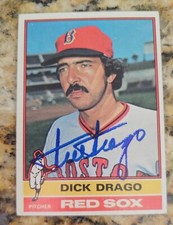 DICK DRAGO autograph baseball card 1976 Topps #142 signed Boston Red Sox auto