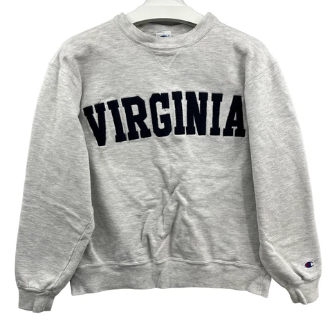 Vintage Champion Pullover Grey Crewneck Virginia Men's Large Made in USA 90s Cover