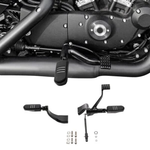 Black Mid Control Kit Foot Pegs Lever Fit For Harley Sportster XL883 1200 14-22 - Picture 1 of 13