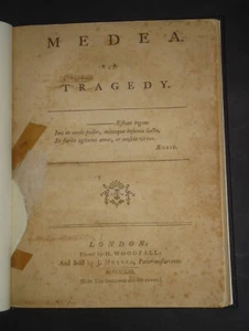 MEDEA: A TRAGEDY : A Play by R. Glover / Drama / Theatre / The Stage / Acts 1761 - Imagen 1 de 8