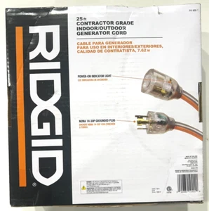 Ridgid 25 ft. 10/4 Heavy Duty Outdoor L14-30 Amp Generator Extension Cord - Picture 1 of 3