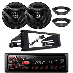 Pioneer 1-DIN Receiver, 2x 6.5" 300W Speakers w/ Mounting Adapters, Install Kit - Picture 1 of 5