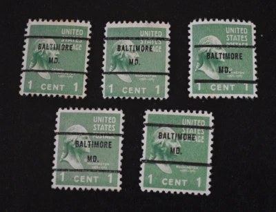 5 - 1938 US Scott #804 - 1 Cent Baltimore, MD Precancels - Used/NG/LH/VF - Image 1 of 2