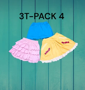 Girls Floral Printed Layered Flared Above Knee Length Skirts, Size: 2T,3T&4T - Picture 1 of 27