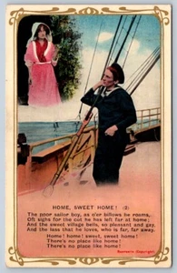 Home Sweet Home, WWI Sailor Dreaming, Antique Bamforth Song Card Postcard 4732/2 - Picture 1 of 2