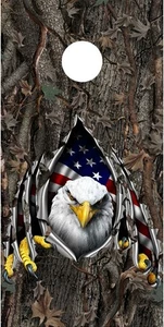 American flag eagle rip oak camouflage cornhole board game decal wraps - Picture 1 of 1