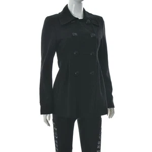 Donna Karan DKNY Cappotto Giacca Donna Doppiopetto Peplum Plissettato Nero Ta... - Foto 1 di 6