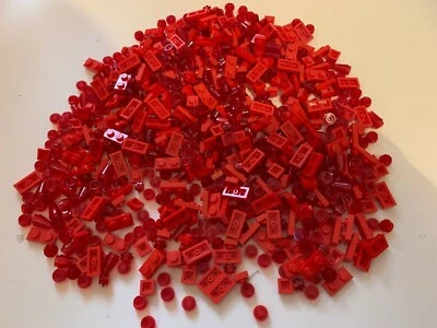 750 LEGO BRAND NEW parts RED 2x1 plate & TRANSLUCENT RED 1x1 round red - Image 1 of 2