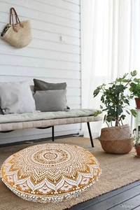Cover Floor Pillow Ombre Mandala Cushion Pouf Indian Throw Ottoman Round Cover - Picture 1 of 4