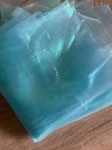 Metallic Blue Sheer Satin Shiny Fabric Sewing Making Design - Picture 1 of 2