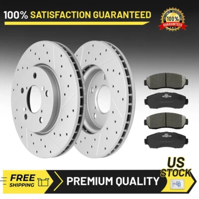Front Drilled Disc Brake Rotors and Brake Pads Kit for 2005 - 2010 Honda Odyssey - Image 1 of 4