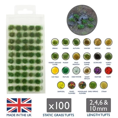 Static Grass Tufts x 100 Self Adhesive Model Railway Diorama Terrain Scenery - Image 1 of 4
