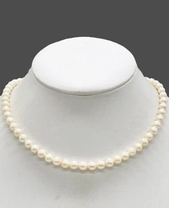 Akoya pearl necklace,size 6.5mm-6.8mm, silver fittings, 26.7g, genuine pearl - Picture 1 of 11