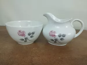 Vintage, Royal Doulton 'Pillar Rose' Milk Jug or Creamer and Sugar Bowl, TC1011 - Picture 1 of 12