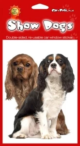 Cavalier King Charles Ruby und Tri Dog Geschenk - 2 x doppelseitige Fensteraufkleber - Bild 1 von 2