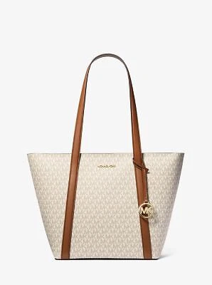 Bolso de Mano Michael Kors Pratt Grande con Logotipo y Cuero Cremallera Superior Vainilla Precio de Venta sugerido por el fabricante 498 USD Foto 1 de 3