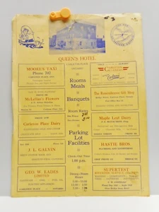 Cartel publicitario vintage - QUEEN'S HOTEL - CARLETON PLACE ONTARIO - - Imagen 1 de 4