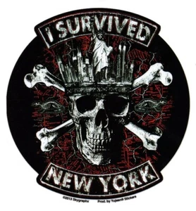 I SURVIVED NEW YORK Sticker NYC CROWN Skull Crossbones WATERPROOF Decal - Picture 1 of 1