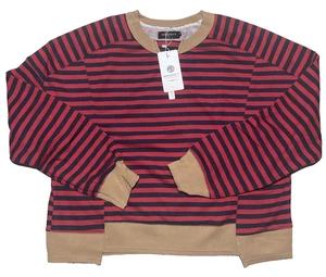 Sudaderas recortadas azules a rayas para mujer de gran tamaño cuello redondo medianas rojas y negras - Imagen 1 de 6