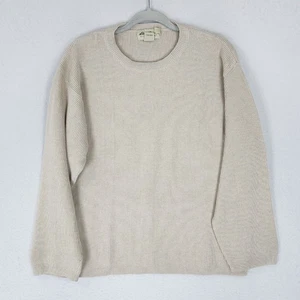 Eddie Bauer Sweater Mens Medium Cream Vintage Cotton Crew Neck Pullover Casual - Picture 1 of 11
