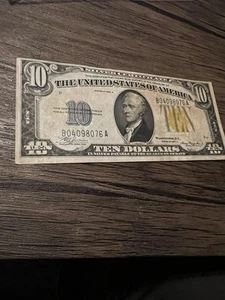 1934 A $10 TEN Dollar NORTH AFRICA Emergency Issue Silver Certificate/ offcenter - Picture 1 of 11
