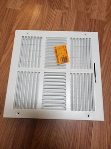 12 in. x 12 in. Registro de pared/techo de acero de 4 vías en blanco - Imagen 1 de 2