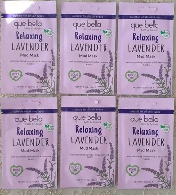Paquete de 6 - Máscara de barro relajante de lavanda Que Bella Bath & Beauty 0,5 oz/15 g Foto 1 de 3