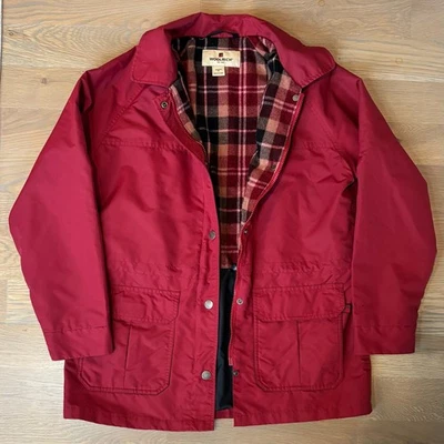 Chaqueta De Colección Y2K Woolrich Nylon Tareas de Campo Forrada de Lana Roja Para Mujer Talla Mediana Foto 1 de 4