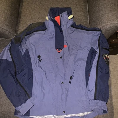 复古 Helly Hansen 夹克女式 L 紫色 Equipe AFV Tech ~ 雪裙 — 第 1/4 张图片