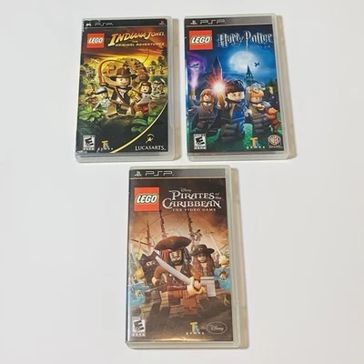 Lot of 3 LEGO Indiana Jones Harry Potter Yrs 1-4 & Pirates of the Caribbean PSP - Image 1 of 4