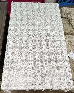 Vintage Antique Large 82 X 94 Beige Hand Crochet Lace Rectangle Tablecloth Chrty - Picture 1 of 11