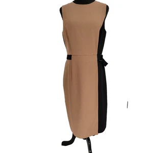 White House Black Market Woman's Brown Black Wrap Dress Size 10 Lined Two Tone - Picture 1 of 9