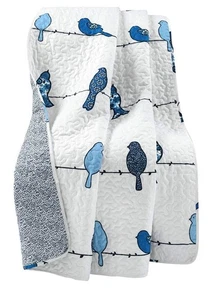 Rowley Birds Coperta da Lancio Reversibile, 50" L x 60" L, Navy - Coperte da Lancio per... - Foto 1 di 6